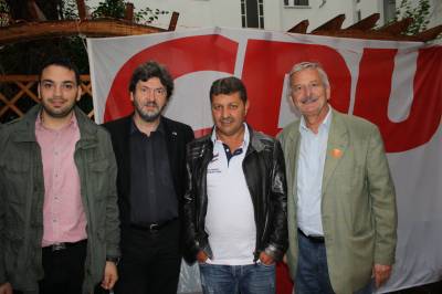 Von links nach rechts: Ali Han(Vorsitzender BAK), Joachim Zeller, MdEP, Burak Isikdaglioglu(Vorsitzender Trk Spor Merkezi e.V), Volker Liepelt
